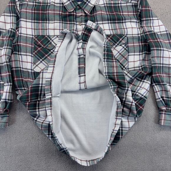 VTG Wrangler Sport Thermal Lined Flannel Mens XXL Green Plaid Cotton 90s Era - Picture 4 of 7